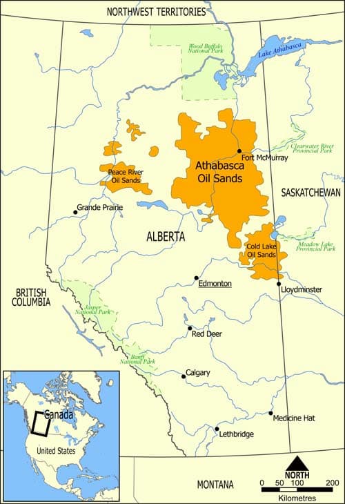 The tar sands cover an area larger than England The tar sands cover an area larger than England